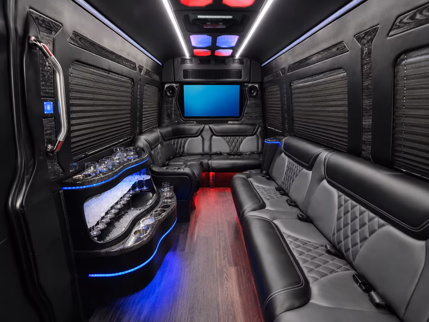 stamford 30 passenger party bus inside