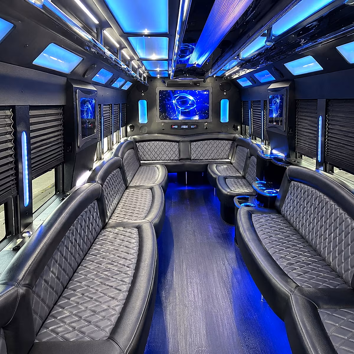 stamford 50 passenger party bus interior